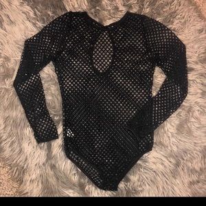 Black netted body suit